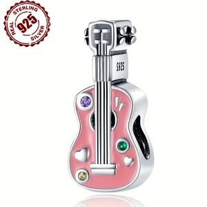 S925 Sterling Silver Guitar bracelet or necklace Pendant Charm NWT